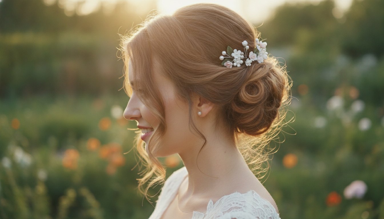 Elegant bridal updo hairstyle