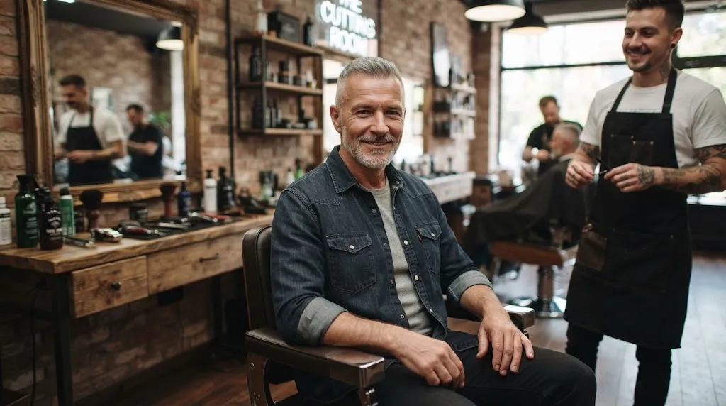 An older man showcasing a neat crew cut and buzz cut hairstyle for low maintenance