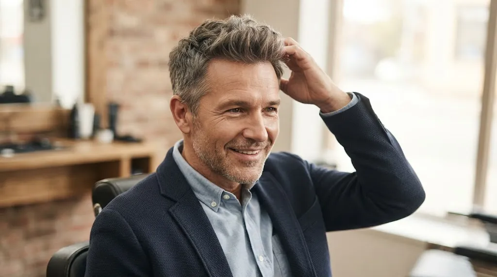 Stylish older man with voluminous textured hair
