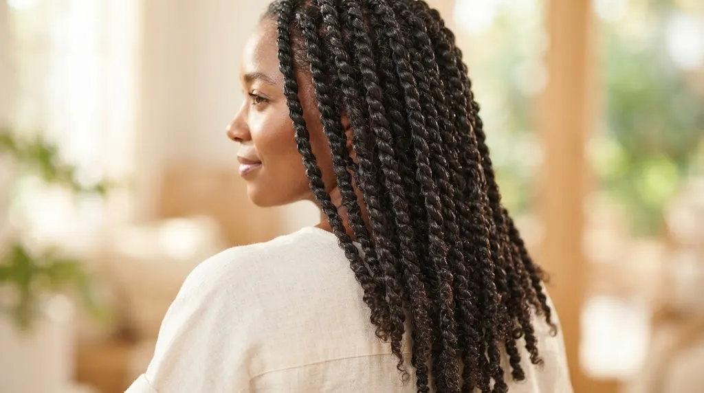Two-strand twists protective hairstyle for length retention