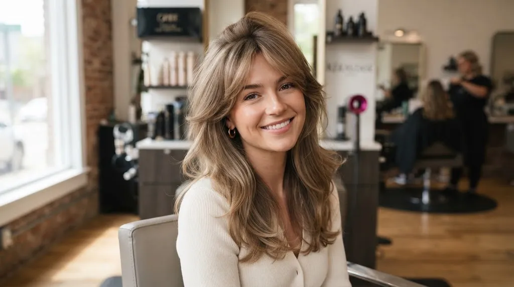 A person with fine hair styled with subtle volume and soft layers to complement a square face shape.