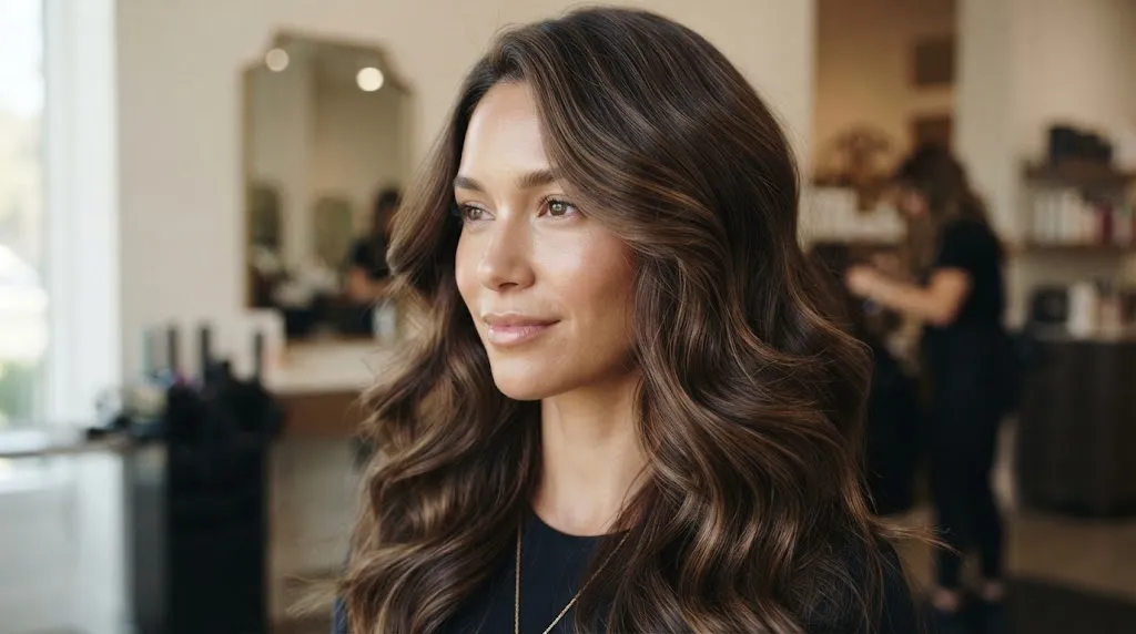 A person with perfectly set, voluminous, and healthy hair showing professional styling results.