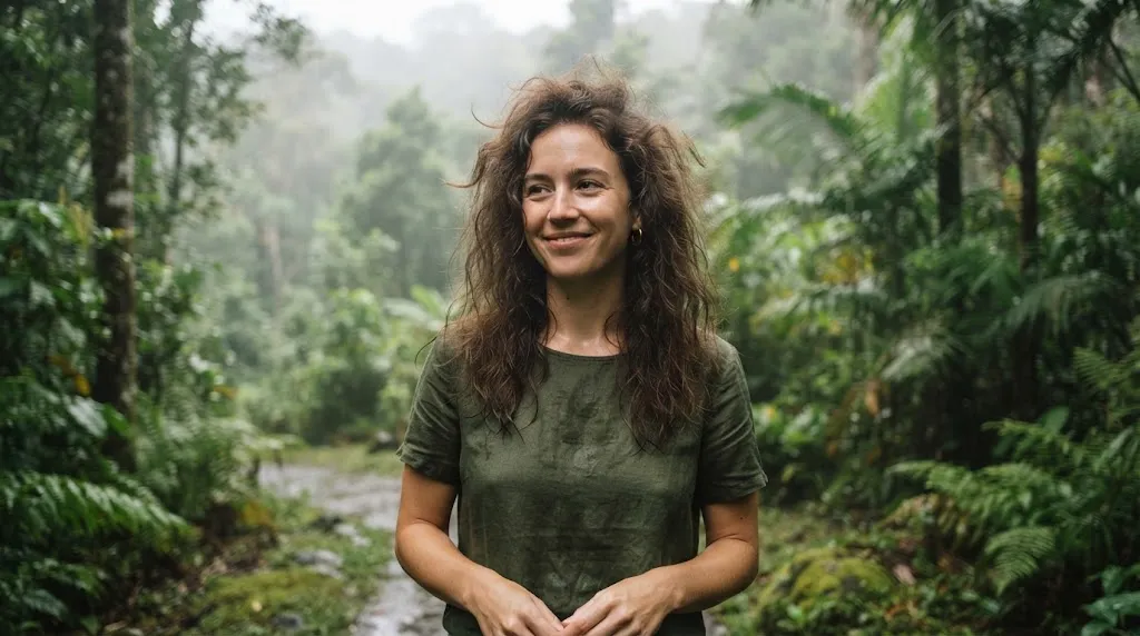 A woman's hair showing frizz and loss of volume due to high humidity and environmental moisture
