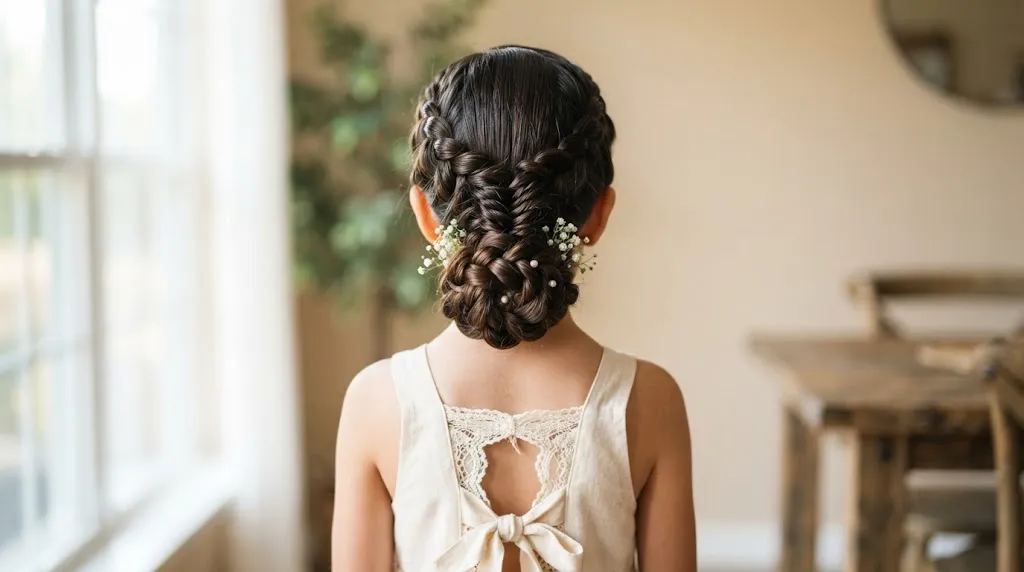 A beautiful and stylish back hair design for girls, showcasing intricate styling and healthy hair texture.
