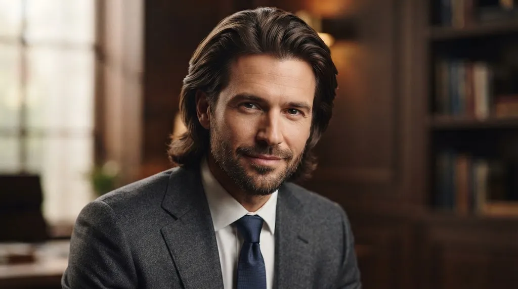 A man showcasing a full back hairstyle with natural hair flow over the crown and nape, shot in high definition.