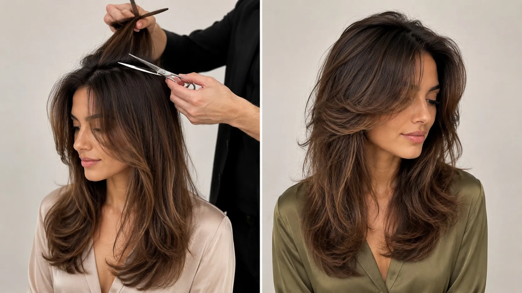 Hairdresser using root lift cutting technique to create internal support and volume at the crown