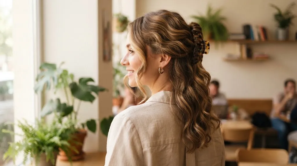 A beautiful girl with a simple and elegant everyday hairstyle in natural light, perfect for school or work.