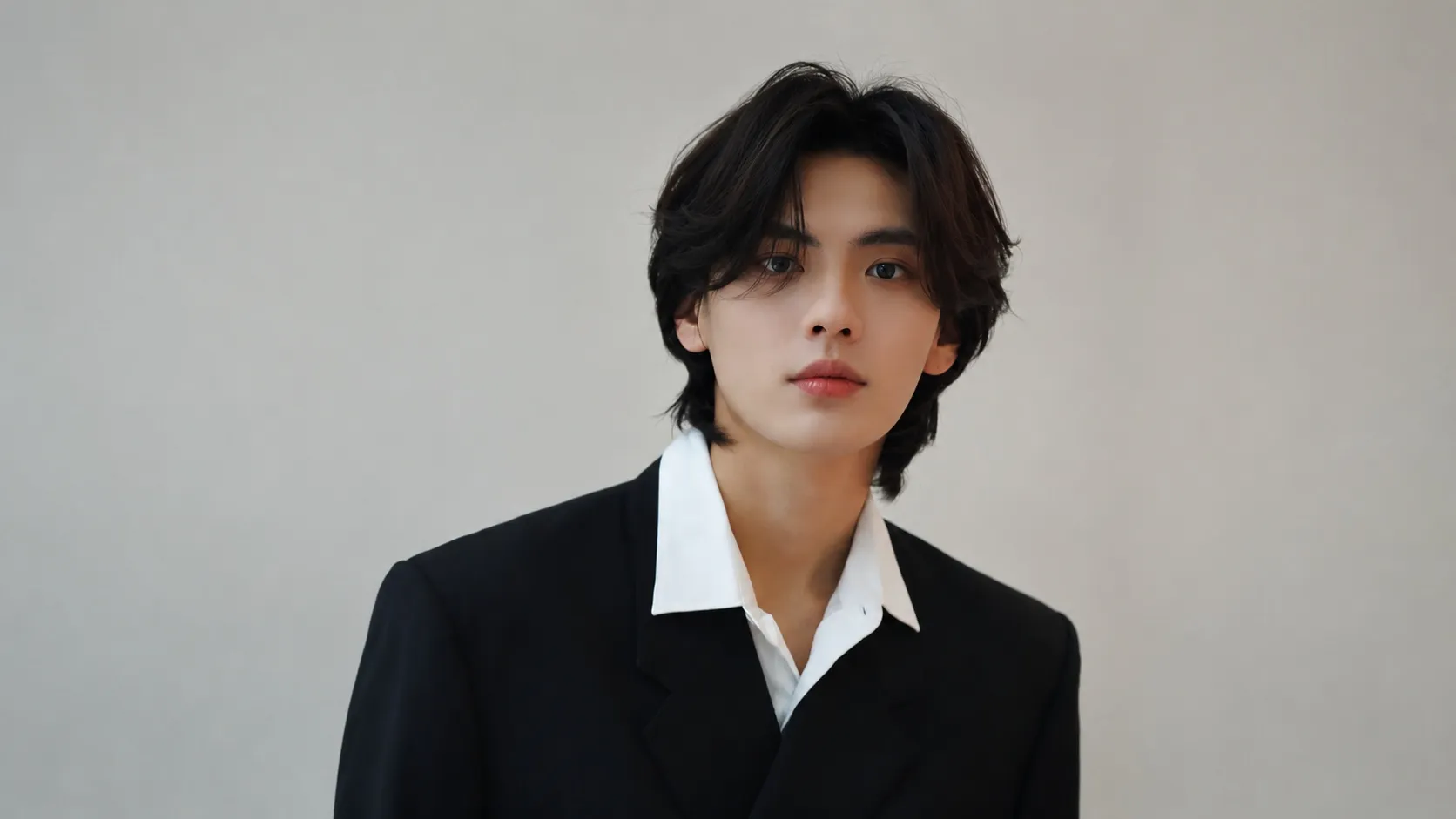 Korean Long Hairstyle for Men &mdash; Flowing Layers & Half-Up Style