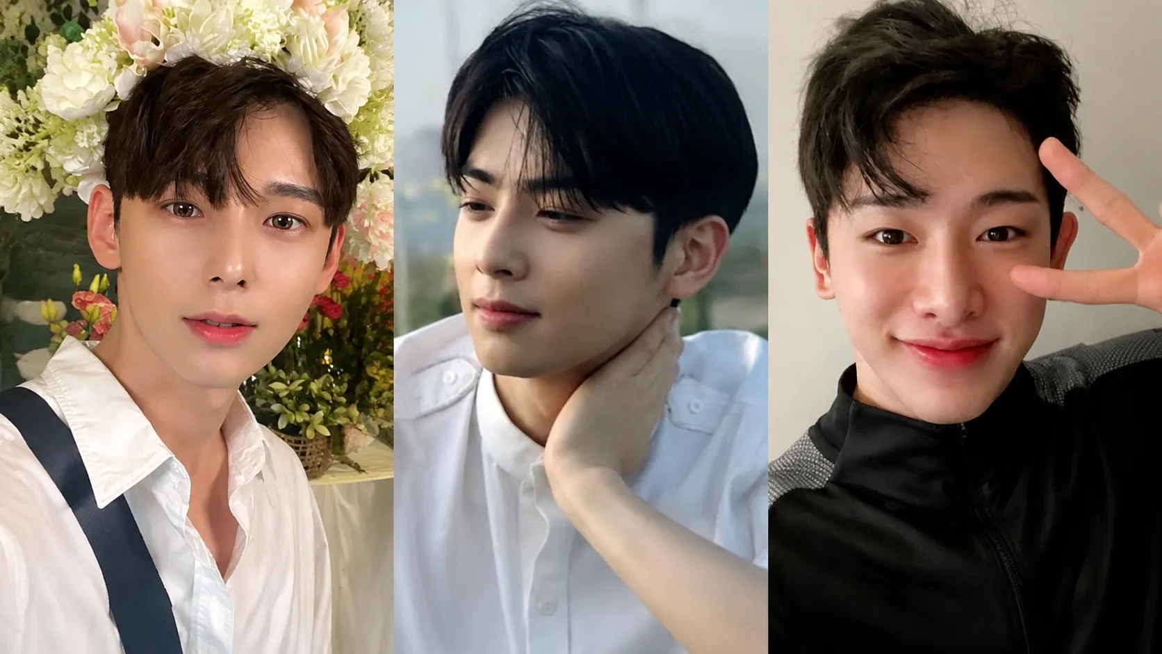 Korean middle-part hairstyle featuring a centered 5/5 part with soft curtain bangs and clean tapered sides