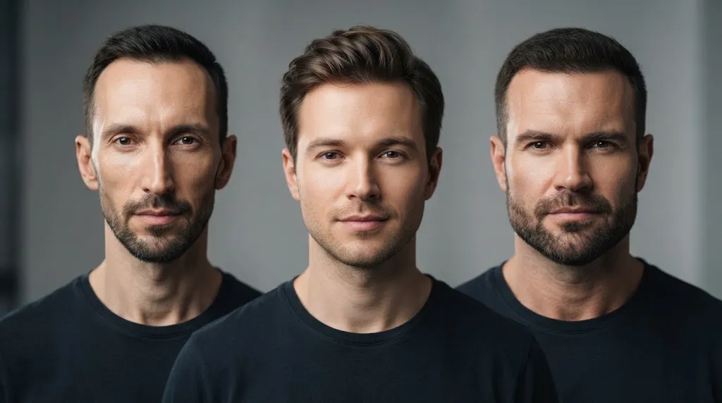 Comparison of long, oval, and rectangular male face shapes for haircut guidance