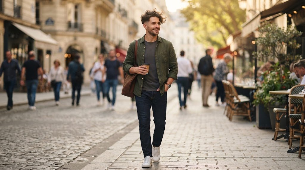 A stylish man with a natural wavy crop haircut featuring medium length wavy texture and clean tapered sides.