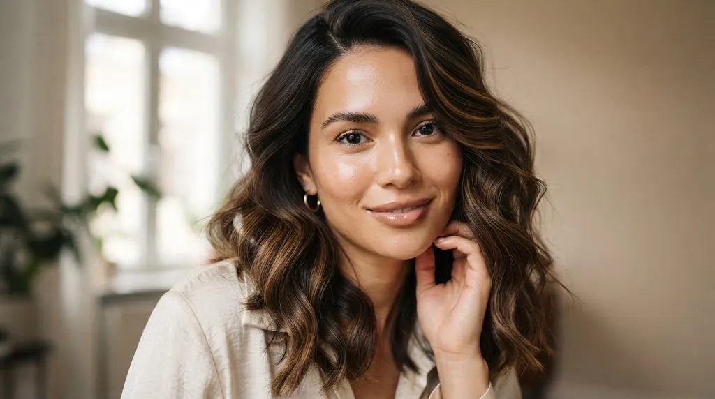 Close-up of a young girl wearing a trendy 2026 hairstyle featuring soft retro waves and natural lived-in texture