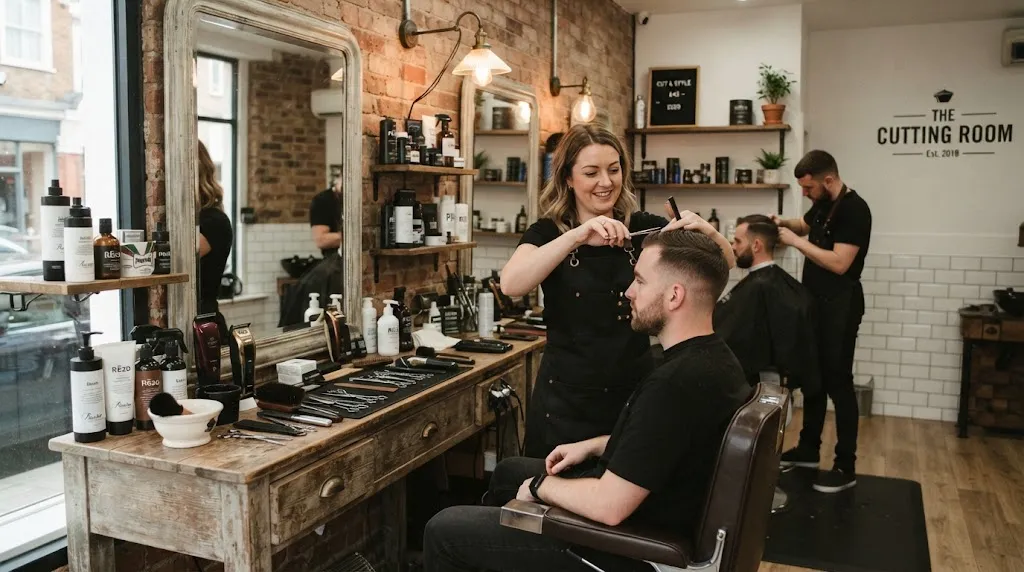Modern barbershop interior representing the transition toward natural and low-maintenance boy haircut trends from 2020.