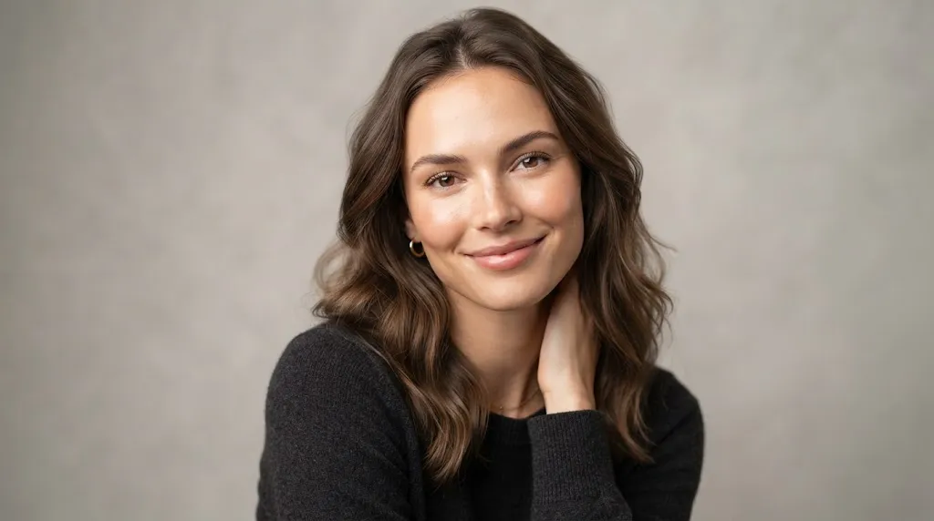 Close-up portrait of a woman demonstrating facial contours to illustrate the difference between a chubby face and a round face.