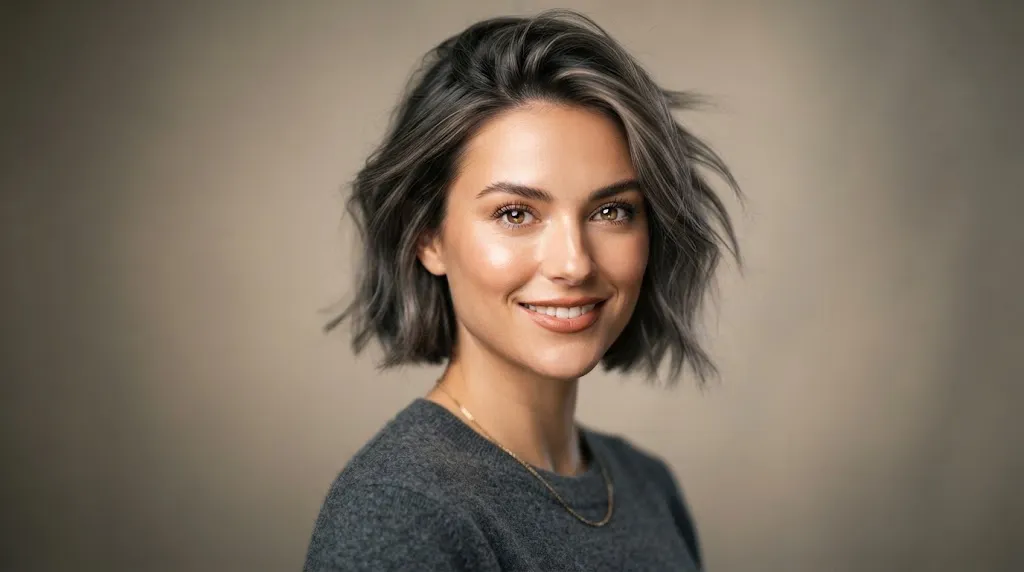A person with a balanced oval face shape showcasing a versatile modern haircut suitable for multiple styles