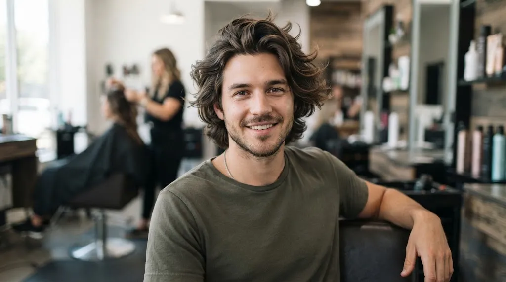 Young man with textured Japanese hairstyle adding volume and movement to thin and flat hair