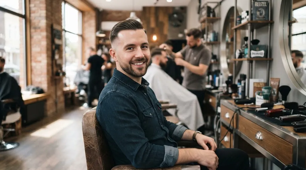 A professional clean-cut man showing a long military haircut compliant with the general standard of staying clear of ears and collar