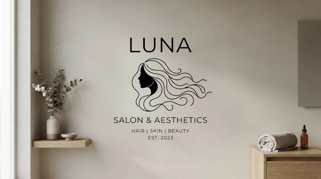 Minimalist continuous line-art and clean hair silhouette on a muted background for professional salon branding and vector design.