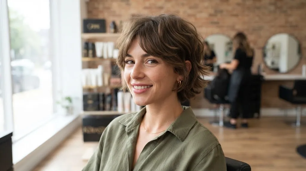 Stylish bixie haircut with soft texture, volume, and natural movement for women