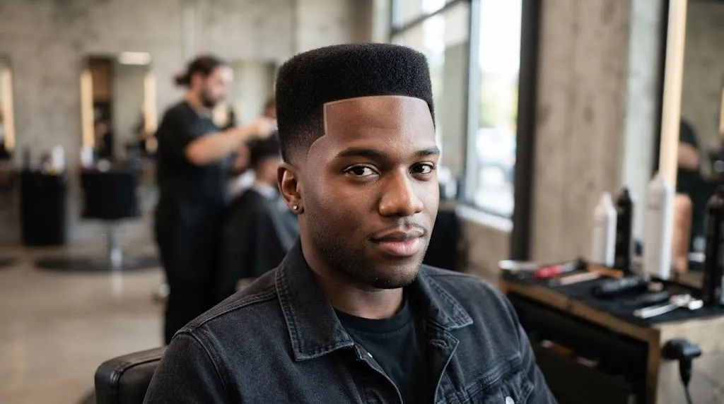 A close-up photo of a clean, structured box cut hairstyle highlighting precise lines to help avoid common styling mistakes.