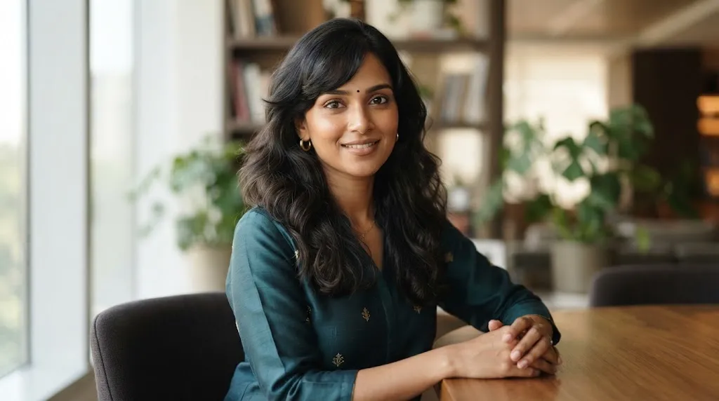 Side-swept front hair framing an Indian woman's face for an elegant everyday look