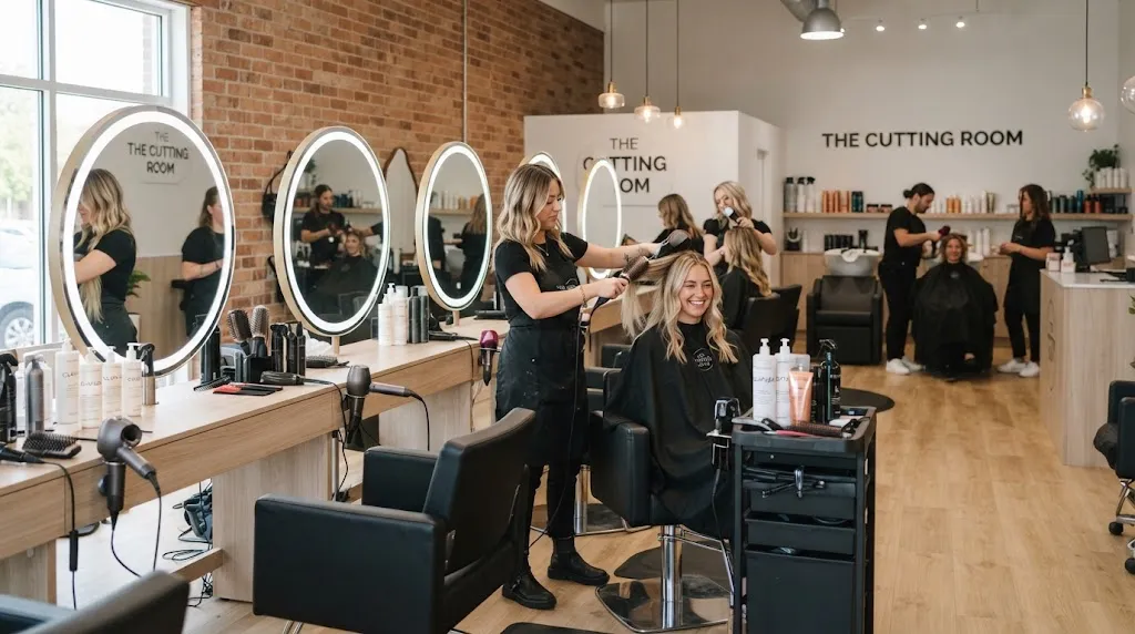 Clean and modern hair salon interior showcasing simple haircut styles for everyday wear