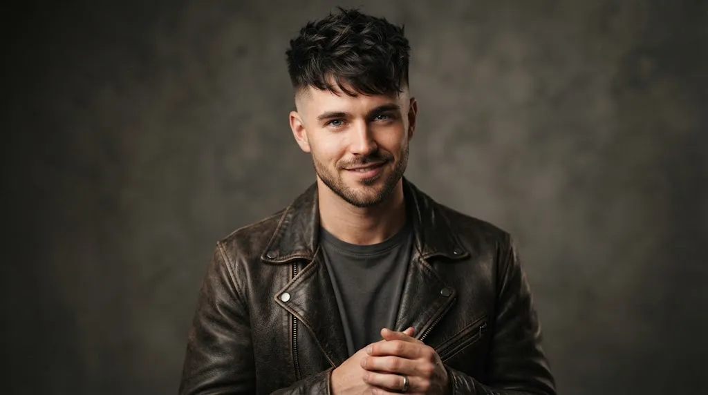 Modern textured crop haircut for men featuring high-contrast faded sides and choppy top layers styled with matte clay