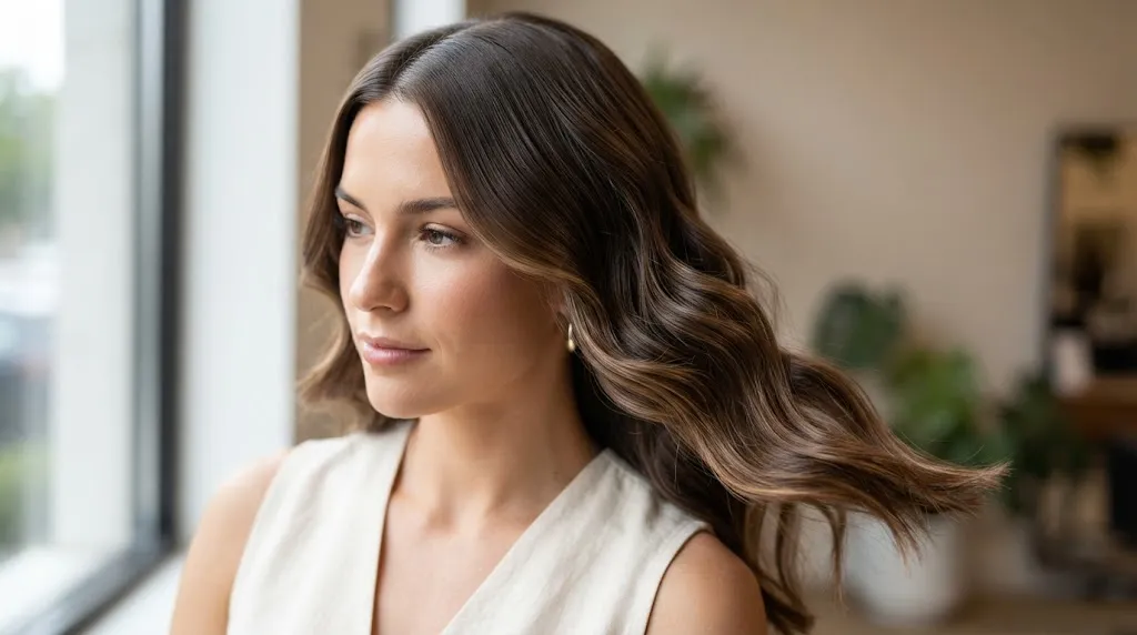 Close-up of styled hair demonstrating the 3-hair rule with smooth roots, textured mid-lengths, and polished ends