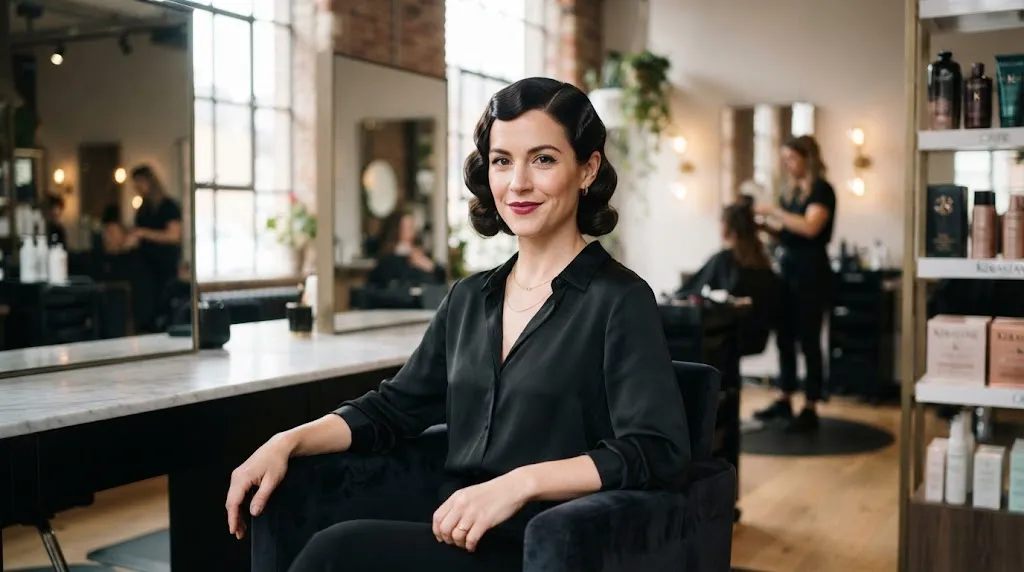 A stylish woman showcasing an elegant vintage hairstyle representing classic retro fashion trends