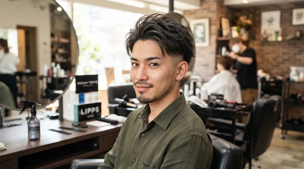 Modern Japanese undercut haircut for men featuring clean short sides and a textured, stylish top with natural movement.