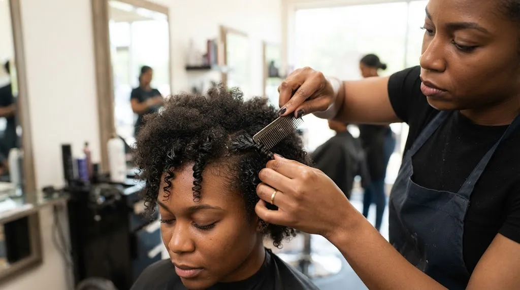 Professional comb coils hairstyle for men on short natural afro-textured hair