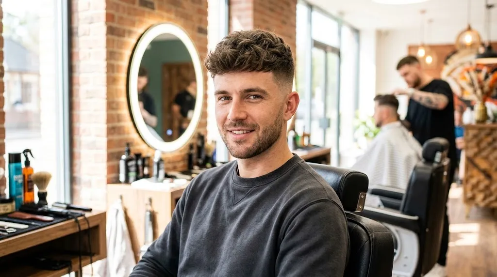 Modern men short textured top haircut with natural matte styling and clean fade
