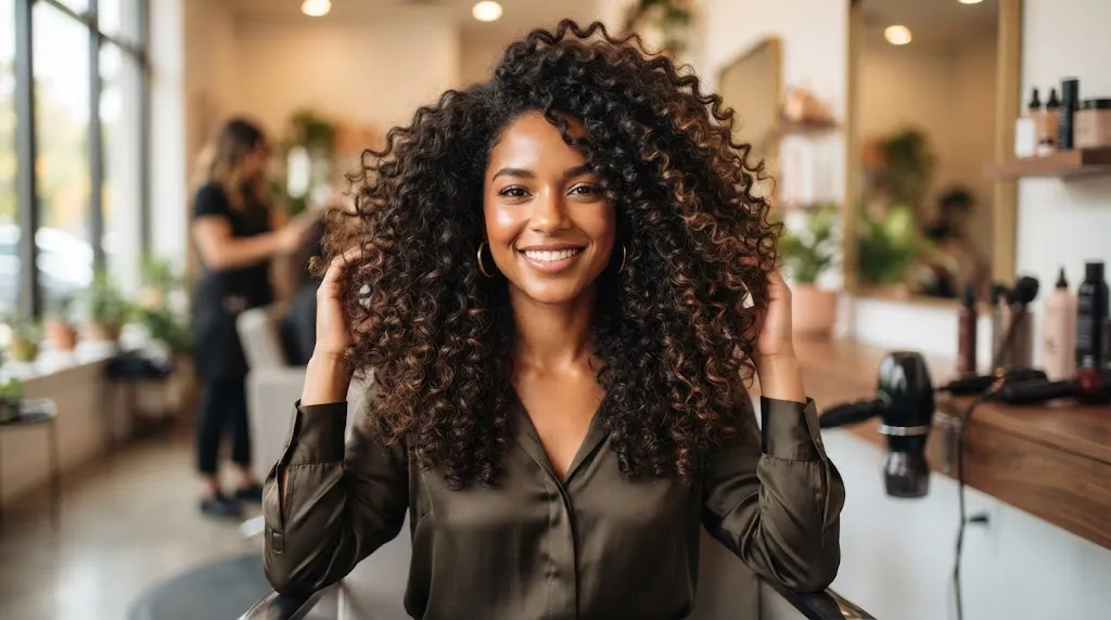 Voluminous curly and coily hair styled with a U-cut shape showing defined, bouncy ringlets.
