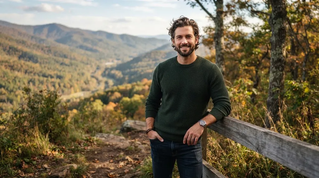 A stylish man showcasing a medium-length wavy bro flow hairstyle combined with a neat short beard.