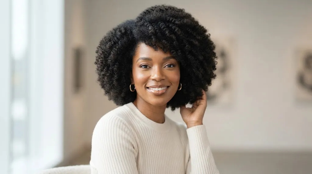 A Black woman showcasing a beautifully sculpted jaw-length Afro bob haircut with defined tight coils and volumetric shape for 2026 hair trends.