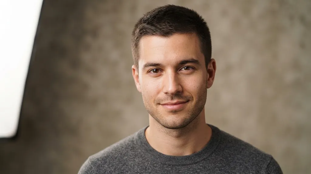 A modern overgrown buzz cut hairstyle for men showing natural top texture and soft faded edges