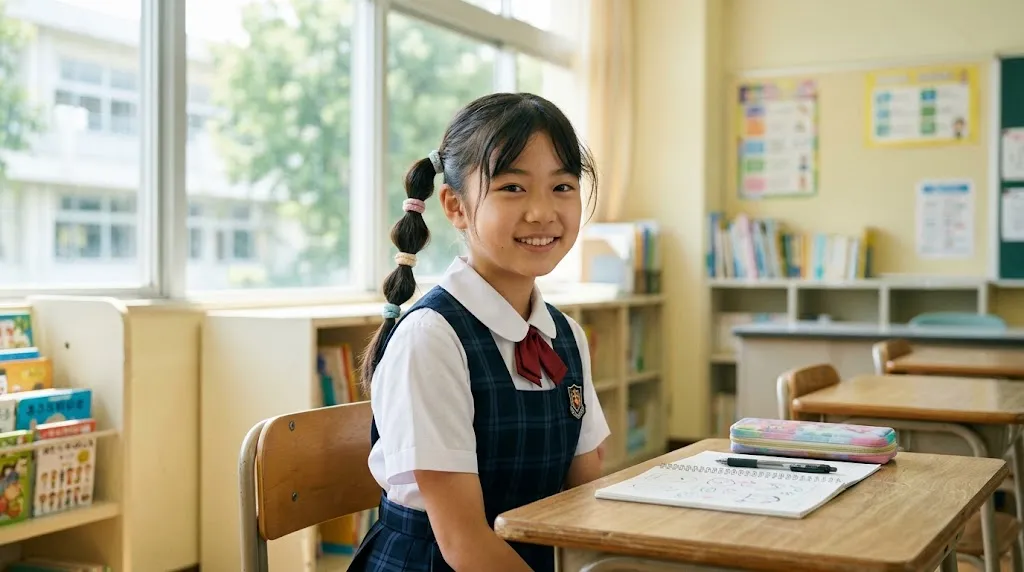 Cute and simple bubble ponytail hairstyle on a young school girl for quick morning routines